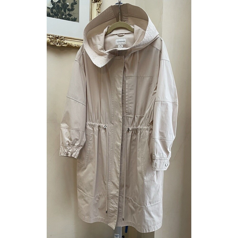 Club Monaco Convertible Split Hood Anorak Parka Jacket Light Beige Size L